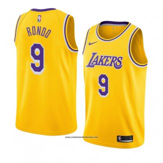 Camiseta Los Angeles Lakers Rajon Rondo #9 Icon 2018-19 Amarillo