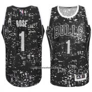 Camiseta Luces De La Ciudad Chicago Bulls Derrick Rose #1 Negro