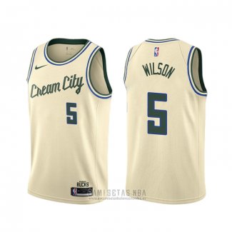 Camiseta Milwaukee Bucks D. J. Wilson #5 Ciudad 2018-19 Amarillo
