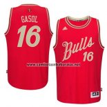 Camiseta Navidad 2015 Chicago Bulls Pau Gasol #16 Rojo