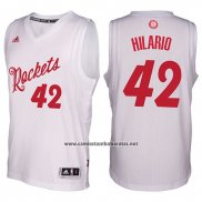 Camiseta Navidad 2016 Houston Rockets Nene Hilario #42 Blanco