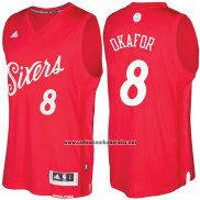 Camiseta Navidad 2016 Philadelphia 76ers Jahlil Okafor #8 Rojo