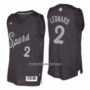 Camiseta Navidad 2016 San Antonio Spurs Kawhi Leonard #2 Negro
