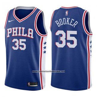 Camiseta Philadelphia 76ers Trevor Booker #35 Icon 2017-18 Azul