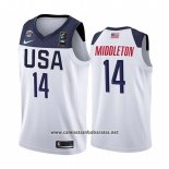 Camiseta USA Khris Middleton #14 2019 FIBA Basketball World Cup Blanco