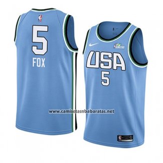Camiseta 2019 Rising Star De'aaron Fox #5 USA Azul