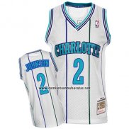 Camiseta Charlotte Hornets Larry Johnson #2 Retro Blanco