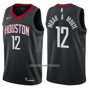 Camiseta Houston Rockets Luc Mbah A Moute #12 Statement 2017-18 Negro
