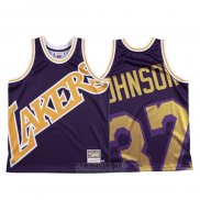 Camiseta Los Angeles Lakers Johnson #32 Mitchell & Ness Big Face Violeta