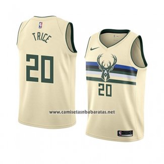 Camiseta Milwaukee Bucks Travis Trice #20 Ciudad 2018 Crema