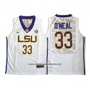 Camiseta NCAA LSU Tigers Shaquille O'Neal #33 Blanco