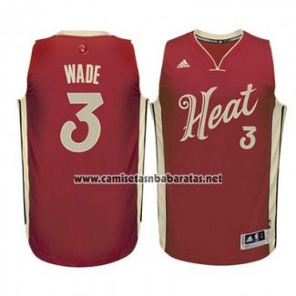 Camiseta Navidad 2015 Miami Heat Dwyane Wade #3 Rojo