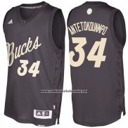 Camiseta Navidad 2016 Milwaukee Bucks Giannis Antetokounmpo #34 Negro