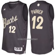 Camiseta Navidad 2016 Milwaukee Bucks Jabari Parker #12 Negro