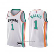 Camiseta San Antonio Spurs Lonnie Walker #1 Ciudad 2021-22 Blanco