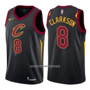 Camiseta Cleveland Cavaliers Jordan Clarkson #8 Statement 2017-18 Negro