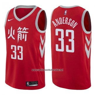 Camiseta Houston Rockets Ryan Anderson #33 Ciudad 2017-18 Rojo