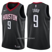 Camiseta Houston Rockets Zhou Qi #9 Statement 2017-18 Negro