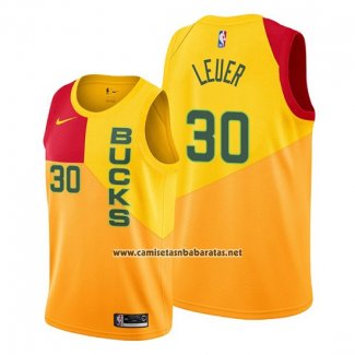 Camiseta Milwaukee Bucks Jon Leuer #30 Amarillo Ciudad