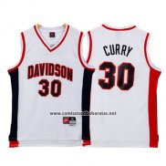 Camiseta NCAA Davidson Wildcat Stephen Curry #30 Blanco