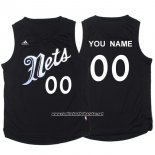 Camiseta Navidad 2016 Brooklyn Nets Adidas Personalizada Negro