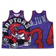 Camiseta Toronto Raptors Hakeem Olajuwon #34 Mitchell & Ness Big Face Violeta