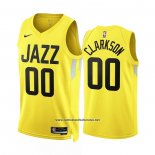 Camiseta Utah Jazz Jordan Clarkson #00 Icon 2022-23 Amarillo