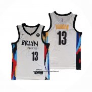 Camiseta Brooklyn Nets James Harden #13 Ciudad 2020-21 Blanco