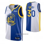 Camiseta Golden State Warriors Stephen Curry #30 Split Azul Blanco