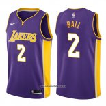 Camiseta Los Angeles Lakers Lonzo Ball #2 2017-18 Violeta