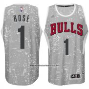 Camiseta Luces De La Ciudad Chicago Bulls Derrick Rose #1 Gris