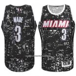 Camiseta Luces De La Ciudad Miami Heat Dwyane Wade #3 Negro