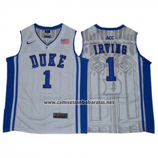Camiseta NCAA Duke Blue Devils Kyrie Irving #1 Blanco