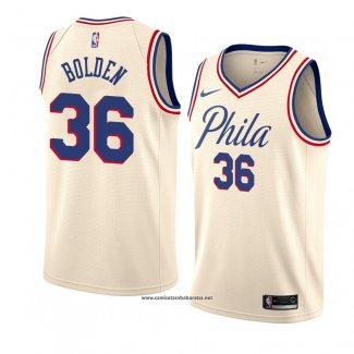 Camiseta Philadelphia 76ers Jonah Bolden #36 Ciudad 2018 Crema
