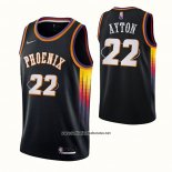 Camiseta Phoenix Suns Deandre Ayton #22 75th Anniversary 2022 Negro