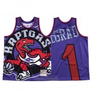 Camiseta Toronto Raptors Tracy Mcgrady #1 Mitchell & Ness Big Face Violeta