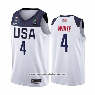 Camiseta USA Derrick Blanco #4 2019 FIBA Basketball World Cup Blanco