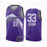 Camiseta Utah Jazz Johnny Juzang #33 Ciudad 2023-24 Violeta