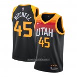 Camiseta Utah Jazz Onovan Mitchell #45 Ciudad 2020-21 Negro