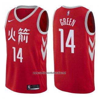 Camiseta Houston Rockets Gerald Green #14 Ciudad 2017-18 Rojo