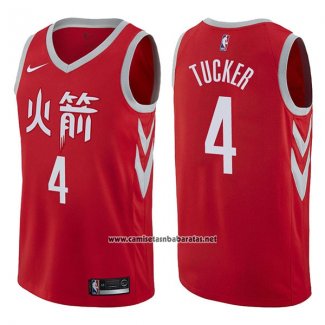 Camiseta Houston Rockets P.j. Tucker #4 Ciudad 2017-18 Rojo