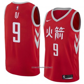 Camiseta Houston Rockets Zhou Qi #9 Ciudad 2018 Rojo