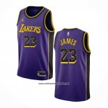 Camiseta Los Angeles Lakers LeBron James #23 Statement 2022-23 Violeta
