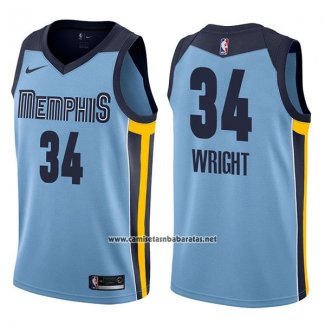 Camiseta Memphis Grizzlies Brandan Wright #34 Statement 2017-18 Azul