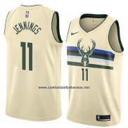 Camiseta Milwaukee Bucks Opal Brandon Jennings #11 Ciudad 2018 Crema