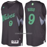 Camiseta Navidad 2016 Minnesota Timberwolves Ricky Rubio #9 Negro