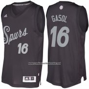 Camiseta Navidad 2016 San Antonio Spurs Pau Gasol #16 Negro