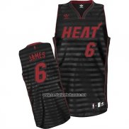 Camiseta Ranura Moda Miami Heat Lebron James #6 Negro