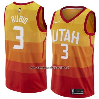 Camiseta Utah Jazz Rubio #3 Ciudad 2017-18 Naranja