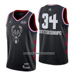 Camiseta All Star 2019 Milwaukee Bucks Giannis Antetokounmpo #34 Negro
